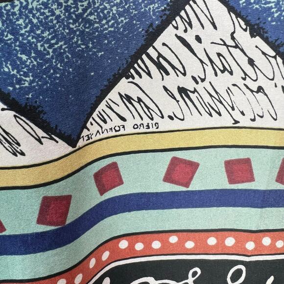 Vintage 90s Womens Silk Shirt Button Front Abstract Stripe Size S Retro - Picture 3 of 5